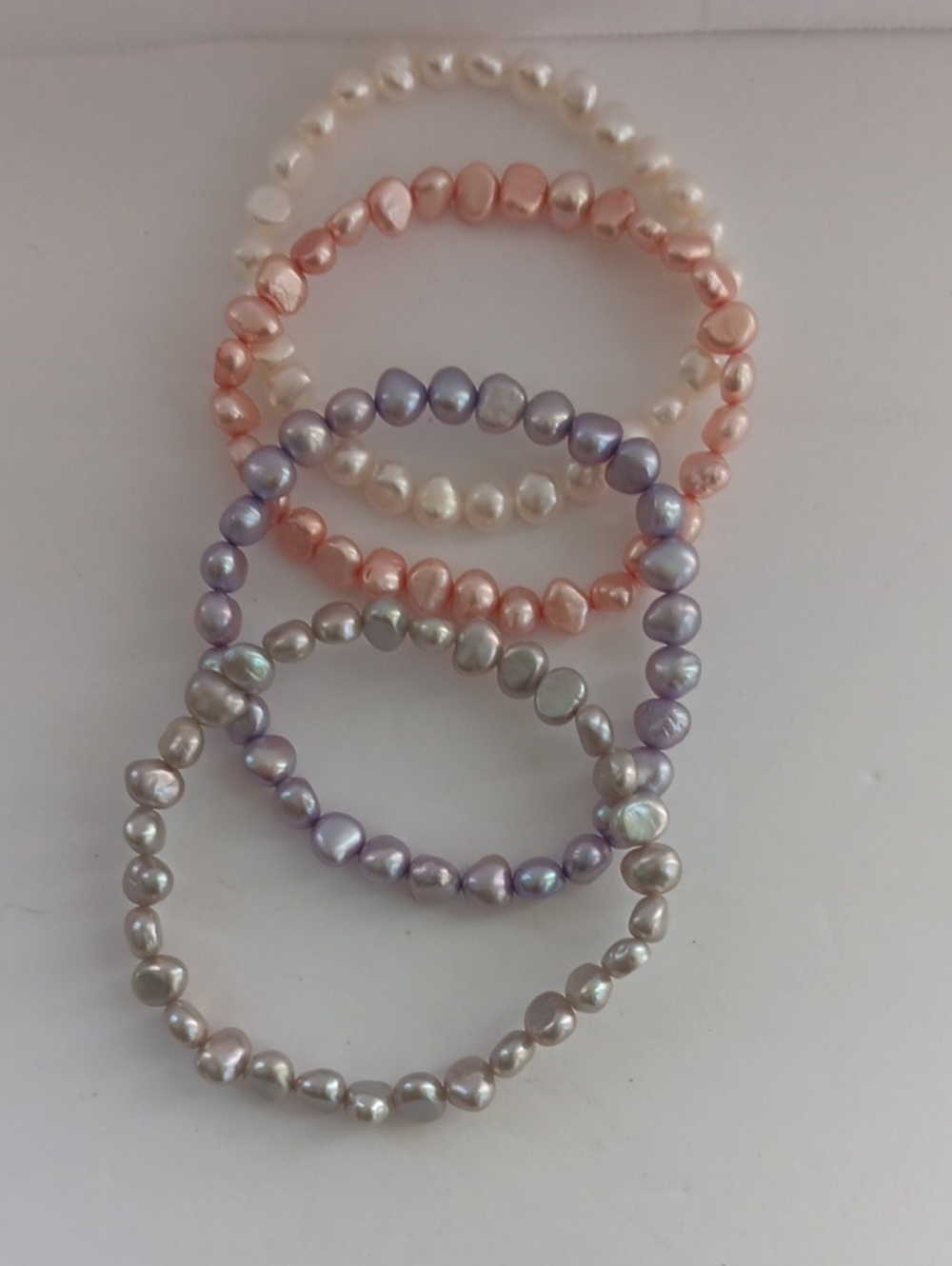 Honora Cultured Pearl Multicolor Pastel Stretch Bracelet Set Of 4 With Box - Picture 2 of 12